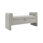Modern Teddy Upholstered Storage Bench with Arms and Comfy Teddy Fabric in Grey