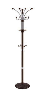 73' Tall Chrome and Wood Coat Rack, Espresso finish