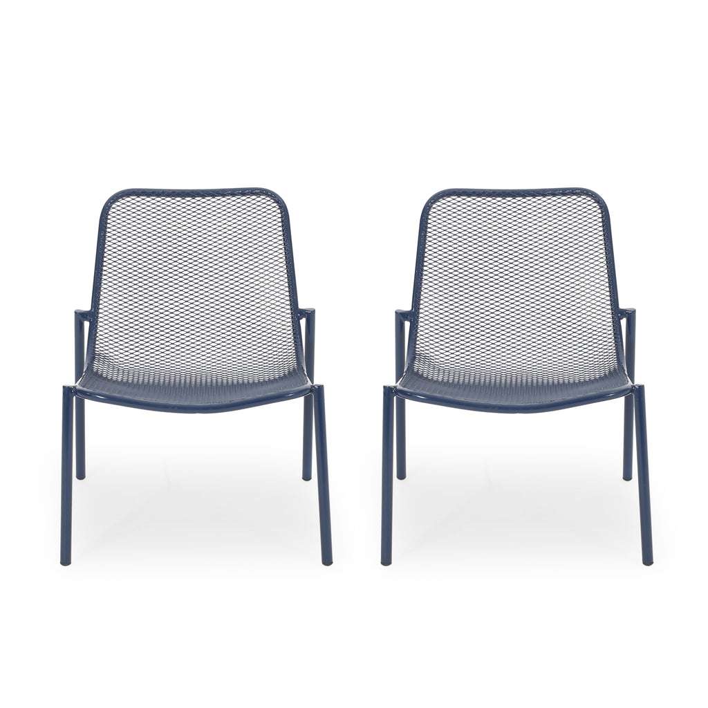 KINCAID Stackable Iron Chairs Set in Matte Navy Blue