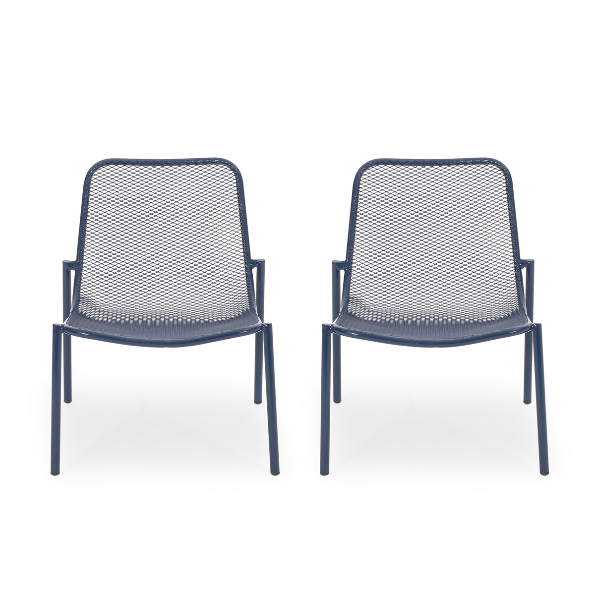 KINCAID Stackable Iron Chairs Set in Matte Navy Blue