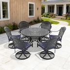 7-Piece All-Weather Cast Aluminum Dining Set, Include 6 Swivel Chairs and 48.03' Round Table With Black Frame