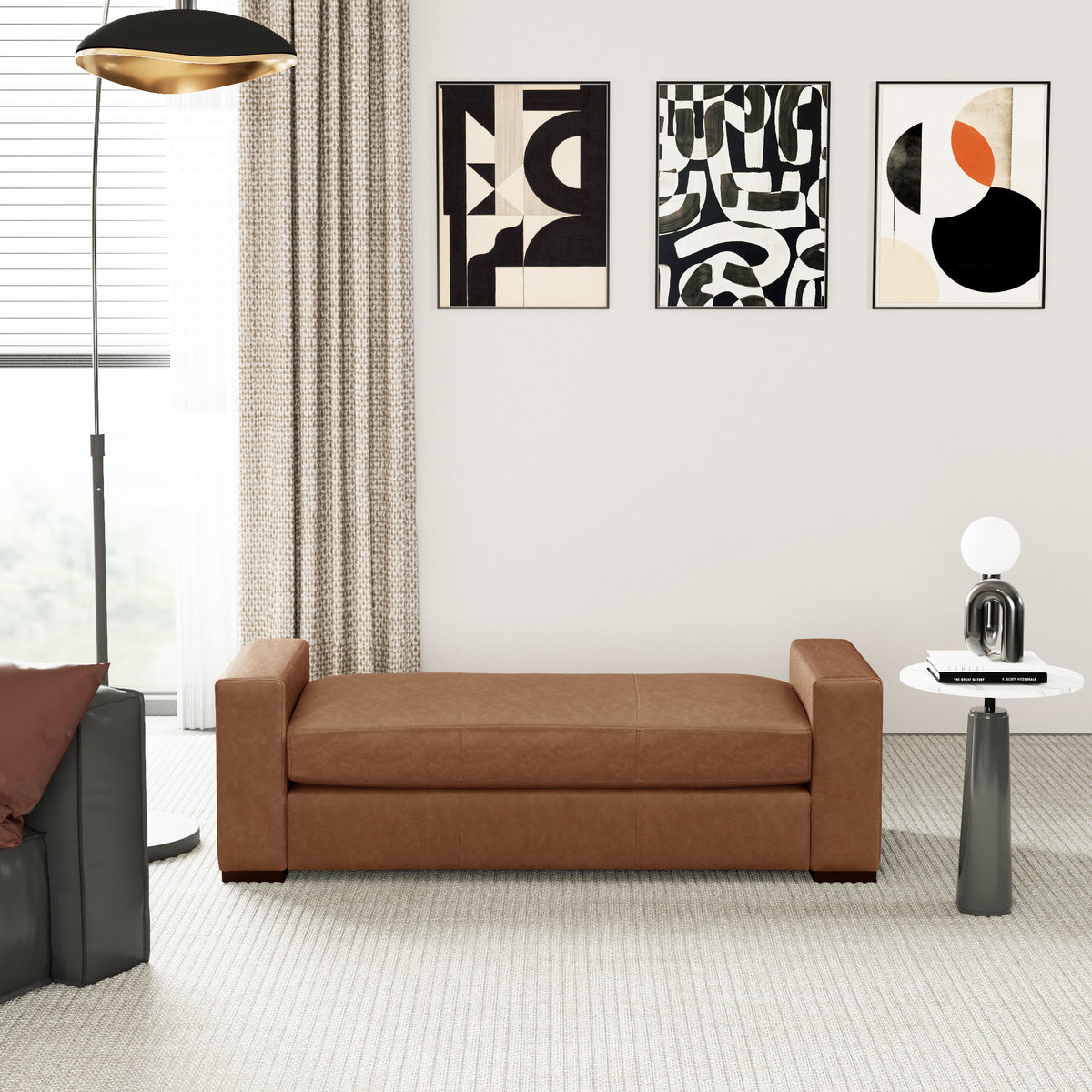 Stylish and Durable Brown Faux Leather Ottoman