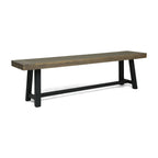 Cloud Outdoor Bench with Acacia Wood Frame and Slat Panel Design, Sandblast Grey and Black