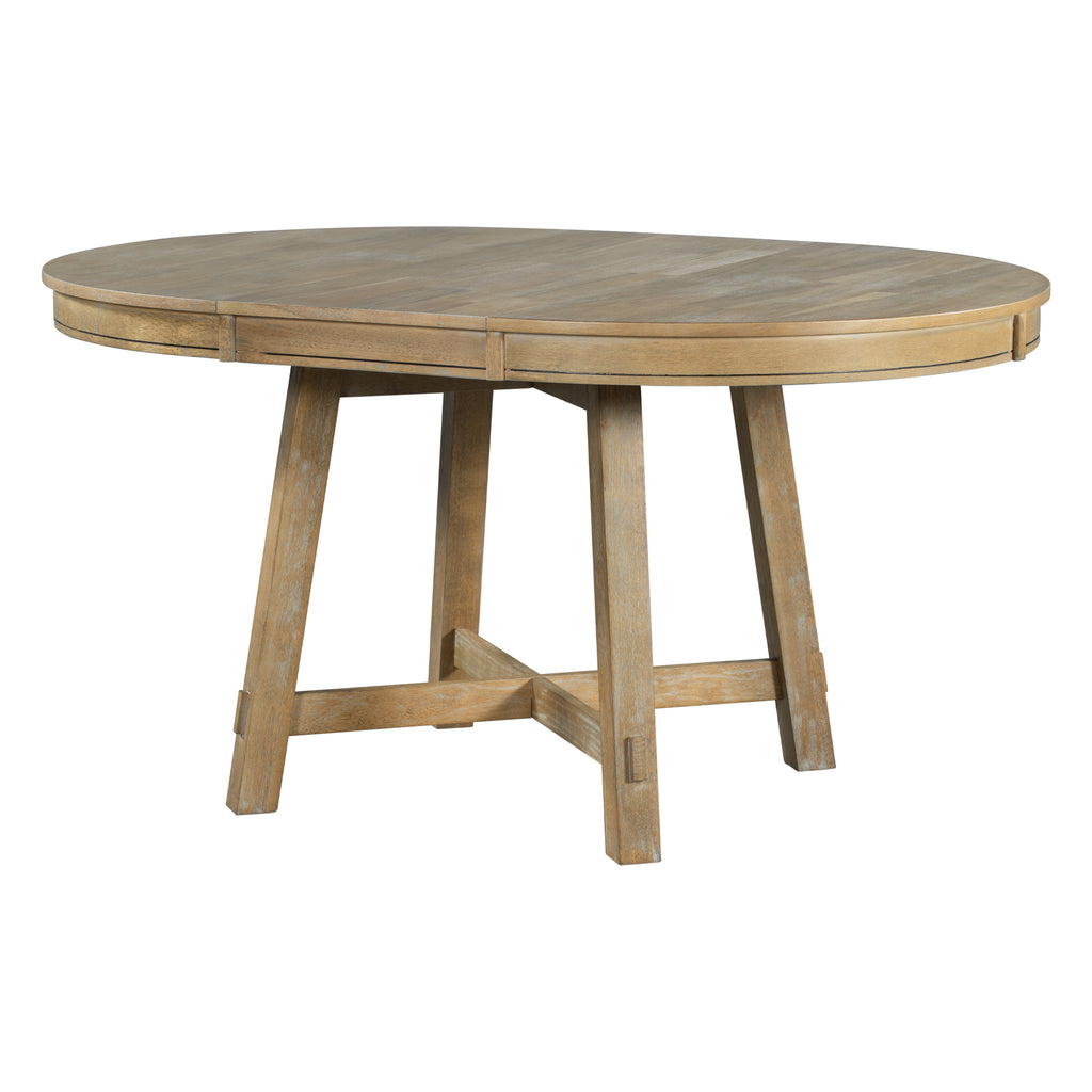 Gia Round Extendable Dining Table with 16' Leaf Wood, Natural