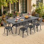 9-Piece Set Of All-Weather Cast Aluminum Dining Furniture Set With Black Frame(same sku: W1710S00535)
