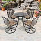 5-Piece All-Weather Cast Aluminum Dining Set, Include 4 Swivel Chairs and 30.71' Round Table With Black Frame  (same sku: W1710S00431)