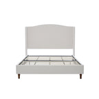 Minimalist Designs Upholstered Wingback Queen Bed with Tall 54' Headboard in Premium Textured Canvas Chenille Look Ivory