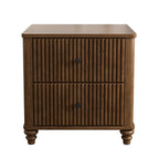 Mid Century Modern Fluted Nightstand 2-Piece Set, 21.65' Wide Wooden Bedside Table with 3 Drawers, Walnut Finish