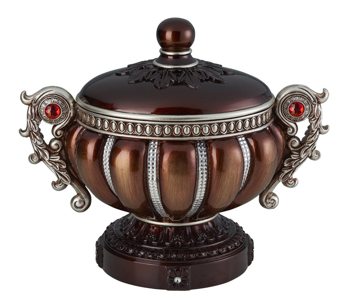 11.5' Tall' Delicata' Decorative Jewelry Box, Reddish Bronze with Silver Accents