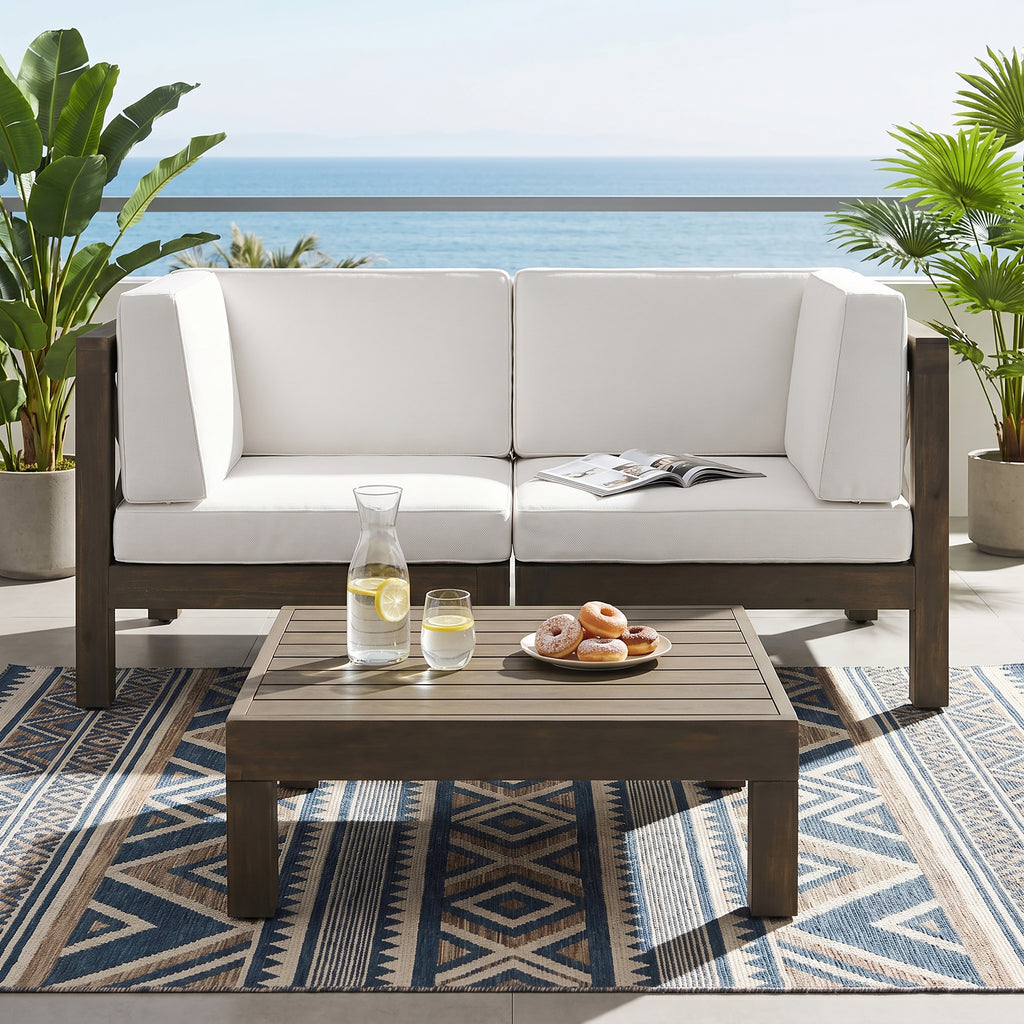 BRAVA X-BACK - 2 SEATER SECTIONAL LOVESEAT WITH COFFEE TABLE, WHITE