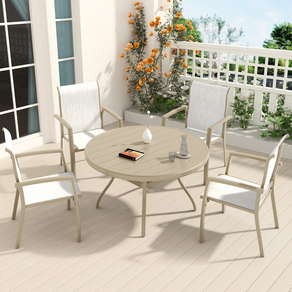 5 Pieces Patio Dining Set, Patio Furniture Set of 4 Patio Stackable Dining Chairs and 40.6' Outdoor Metal Round Table