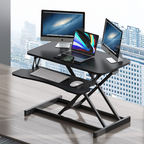 32 Inch Desk Converter, Height Adjustable Sit to Stand Riser, Dual Monitor and Laptop Workstation with Wide Keyboard Tray ( BLACK )