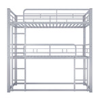 Metal Twin Size Triple Bunk Bed in Silver with Sturdy Construction and Space-Saving Design