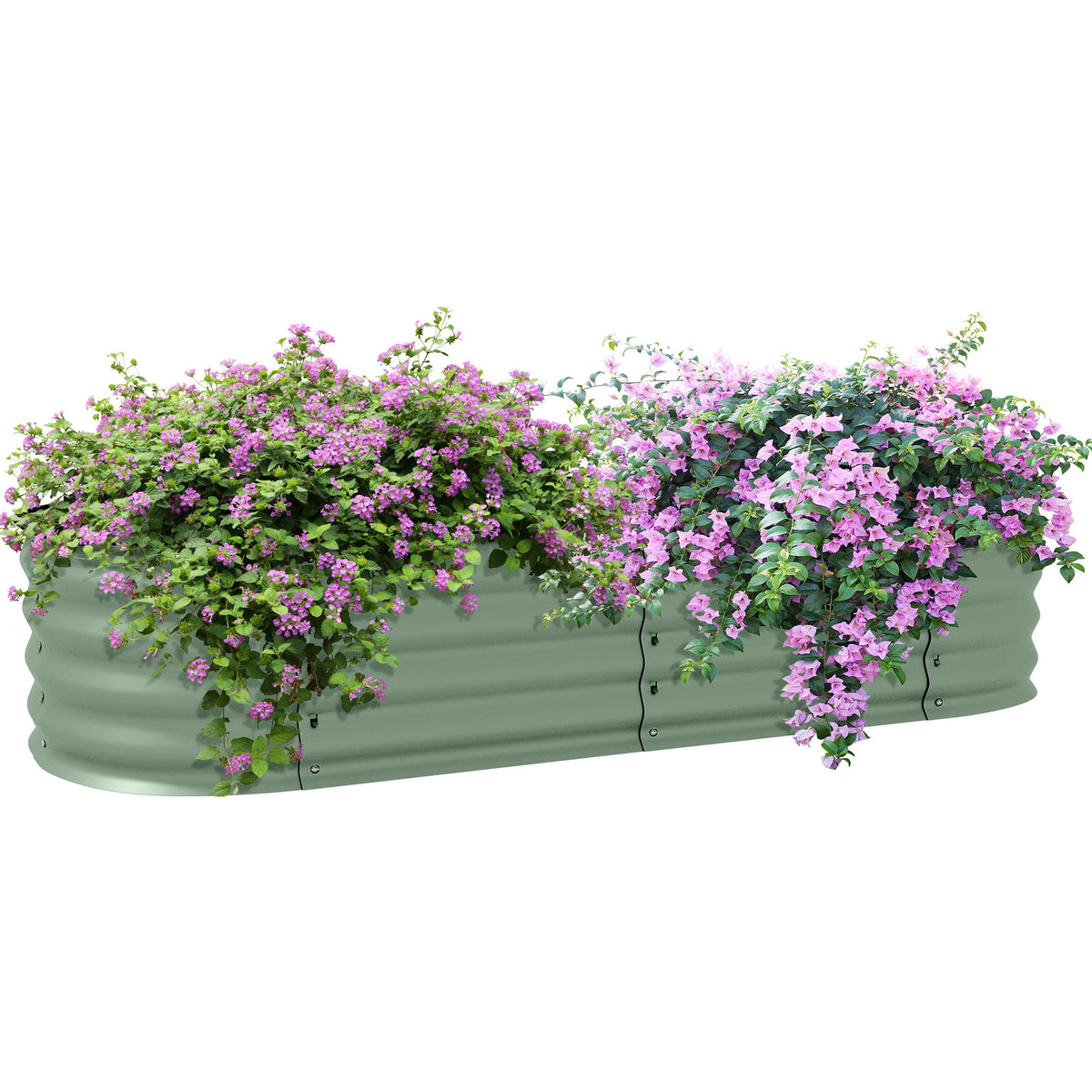 Outsunny 4.9' x 2' x 1' Galvanized Raised Garden Bed Kit, Outdoor Metal Elevated Planter Box with Safety Edging, Easy DIY Stock Tank for Growing Flowers, Herbs & Vegetables, Green