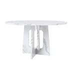 Modern Farmhouse 47.24' Round Dining Table for 4 with Marble White Finish MDF and Iron