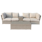 Chic 4-Seat Outdoor Wicker Conversation Set with Cushions and Tables in Grey Mix