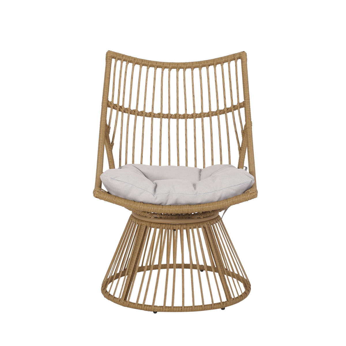 Boho Wicker High-Back Outdoor Elaine Chair Light Brown PE Rattan Iron