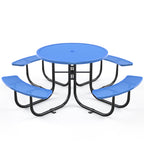 Blue Round Table & Chair Set with Umbrella Hole