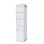 360° Rotating White Makeup Cabinet with Full-Length Mirror, Jewelry Storage, Coat Rack, 4 Open Shelves, 2 Built-In Shelves, MDF and Glass