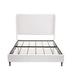 Harper Tall Headboard Upholstered Bed in Textured Ivory Canvas, 54' High, Elegant Simplicity Design, No Box Spring Needed, Easy Assembly, California King Size