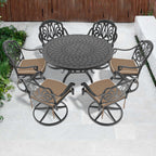 7-Piece All-Weather Cast Aluminum Dining Set, Include 6 Swivel Chairs and 47.24' Round Table With Black Frame (same sku:W1710S00445)