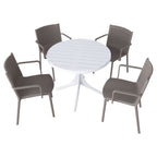 Four pcs Modern Stackable Plastic Armchair Matched  with 36 Inch Round Table,Warm Grey/White21.26*20.08*31.5(in) /35.43*35.43*29.53 (in),pp