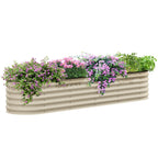Outsunny 7.9' x 2' x 1.4' Galvanized Raised Garden Bed Kit, Outdoor Metal Elevated Planter Box with Safety Edging, Easy DIY Stock Tank for Growing Flowers, Herbs & Vegetables, Cream