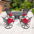 5-Piece All-Weather Cast Aluminum Dining Set, Include 4 Swivel Chairs and 35.43' Round Table With Black Frame (same sku: W1710S00434 )