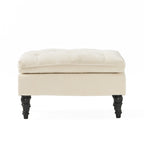 LOFTON Pillow Top Ottoman with Button Tufting in Cream Fabric, 28 Inch