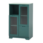 Modern MDF Painted Cabinet with Glass Doors and Drawer, Green, Bedroom Living Room Storage