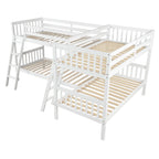 L-Shaped Bunk Bed with 2 Ladders, White