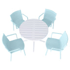 Four pcs Modern Stackable Plastic Armchair Matched  with 36 Inch Round Table,Light Baby Blue/White21.26*20.08*31.5(in) /35.43*35.43*29.53 (in),pp