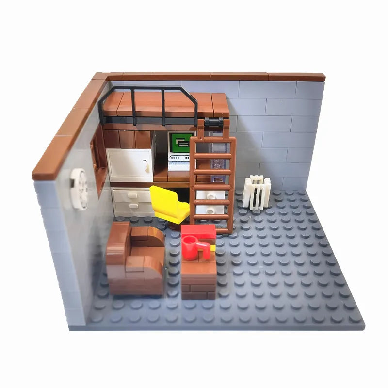 Byhus Byggeklosser Leker for Barn Gutter Jenter DIY Gaver MOC Klosser Soverom Stue Møbelmodell Leker Klosssett