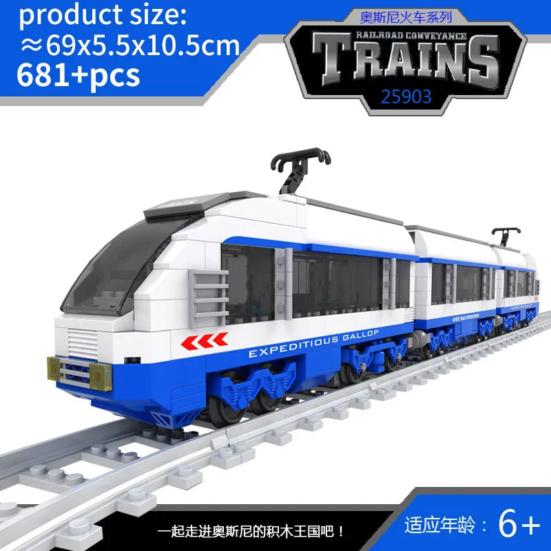 City Train Set Steam Bullet Vehicle Cargo Railway Station Model Building Blocks Brick Tracks Rail No Motor Kits Carriage Kid Toy - CADA BRICKS®