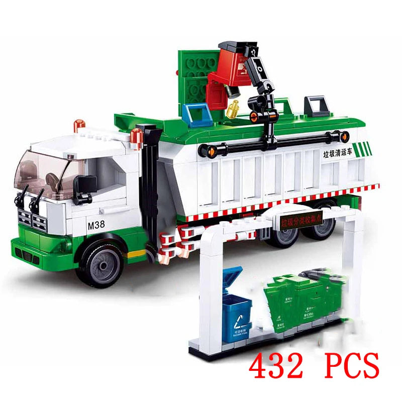 City Truck Vehicle Pickup Heavy Cargo Transport Model Building Blocks Machinery Shop Van Creative Carriage Harvester Car Kid Toy - CADA BRICKS®