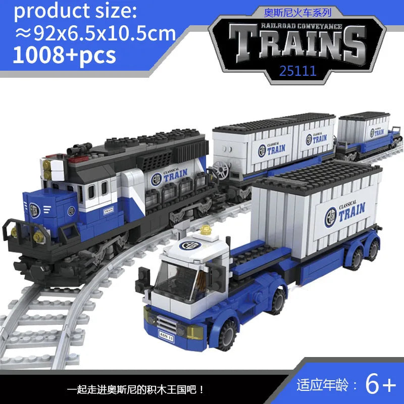 City Train Set Steam Bullet Vehicle Cargo Railway Station Model Building Blocks Brick Tracks Rail No Motor Kits Carriage Kid Toy - CADA BRICKS®