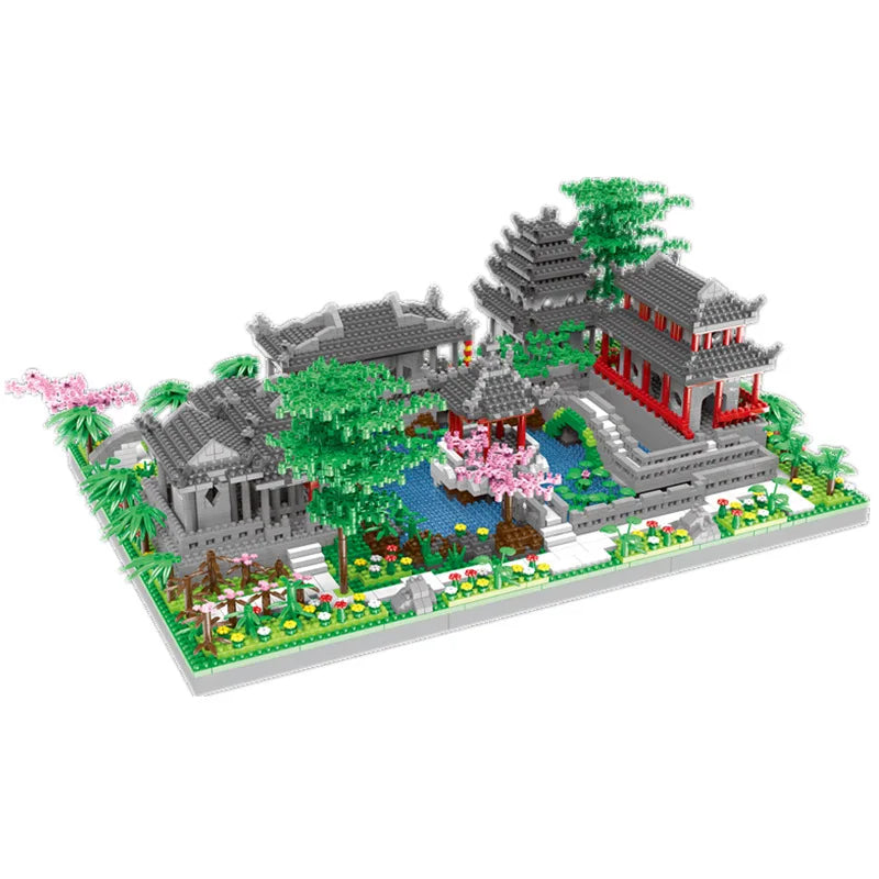 Chinese Hui Style Architecture Micro Diamond Block 3in1 Ancient Courtyard Building Brick Nanobricks Assemble Toys Collection