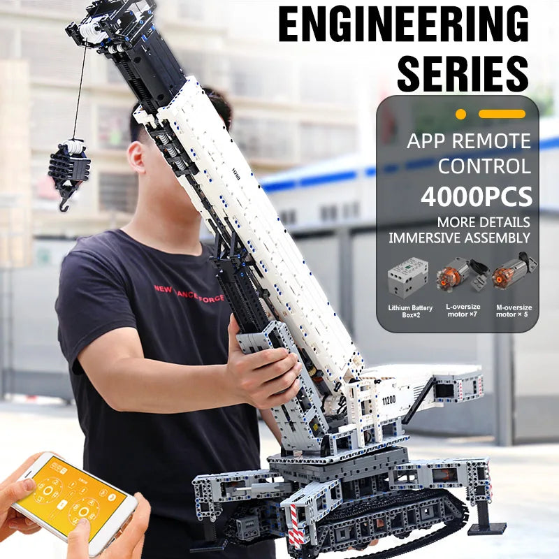 MOULD KING 17002 Technical Building Kits MOC-10123 APP Remote Control Truck LTM Excavator Crane Model Kids Toys Christmas Gifts