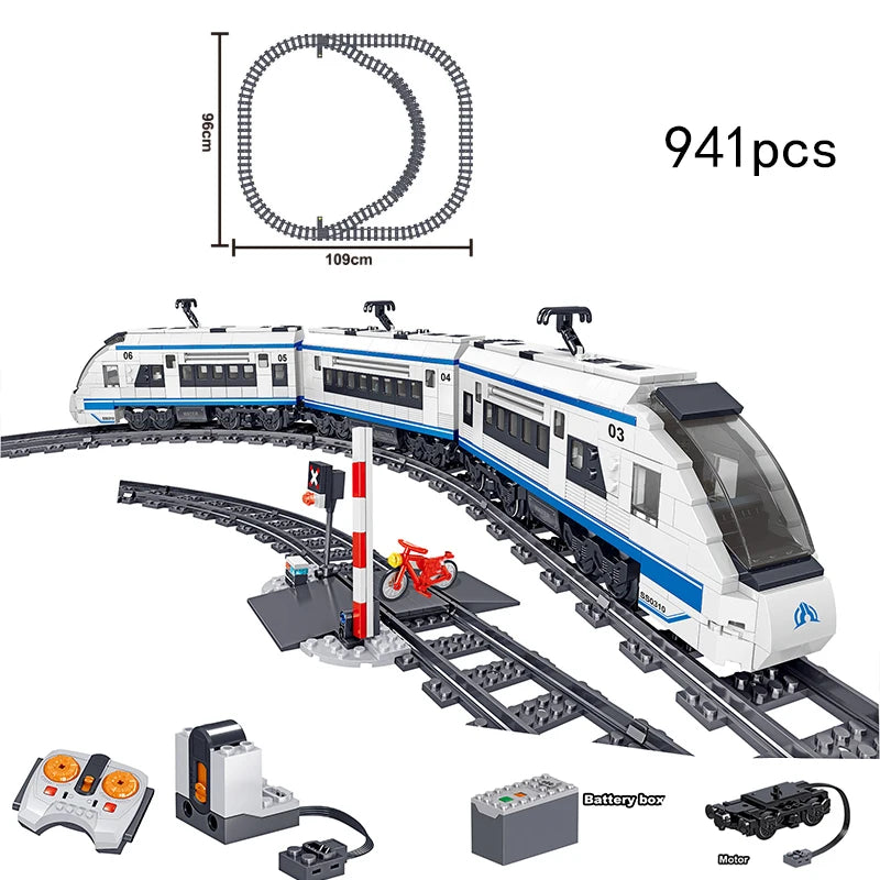 City Train Set Steam Bullet Vehicle Cargo Railway Station Model Building Blocks Brick Tracks Rail No Motor Kits Carriage Kid Toy - CADA BRICKS®