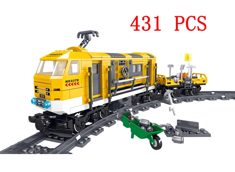 City Train Set Steam Bullet Vehicle Cargo Railway Station Model Building Blocks Brick Tracks Rail No Motor Kits Carriage Kid Toy - CADA BRICKS®