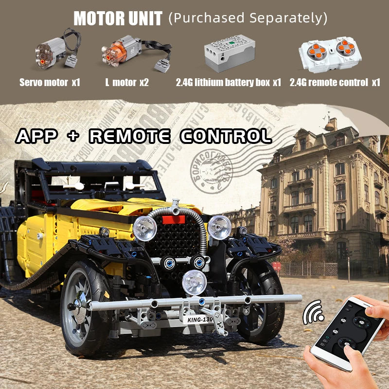 MOULD KING 13080D Technical Car Building Blocks T50 Vintage Car MOC-25153 Bricks Model Educational Toys For Kids Birthday Gifts