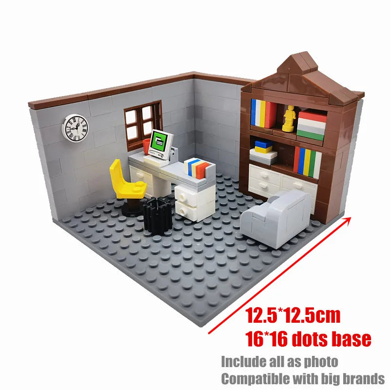 Byhus Byggeklosser Leker for Barn Gutter Jenter DIY Gaver MOC Klosser Soverom Stue Møbelmodell Leker Klosssett