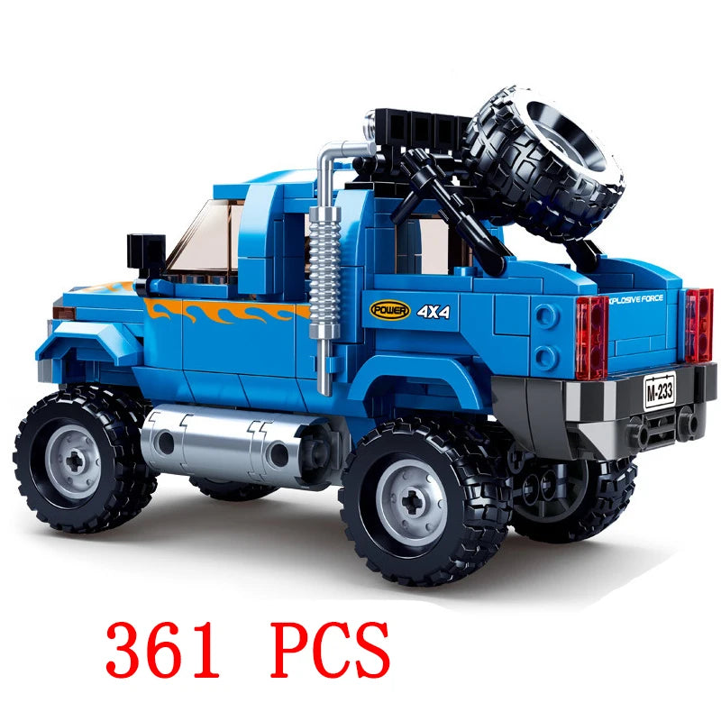 City Truck Vehicle Pickup Heavy Cargo Transport Model Building Blocks Machinery Shop Van Creative Carriage Harvester Car Kid Toy - CADA BRICKS®