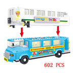 Bus City UK London Building Blocks School Vehicle Friends Wedding Car Traffic Bricks Double Station Girls Gifts Technique Toys - CADA BRICKS®