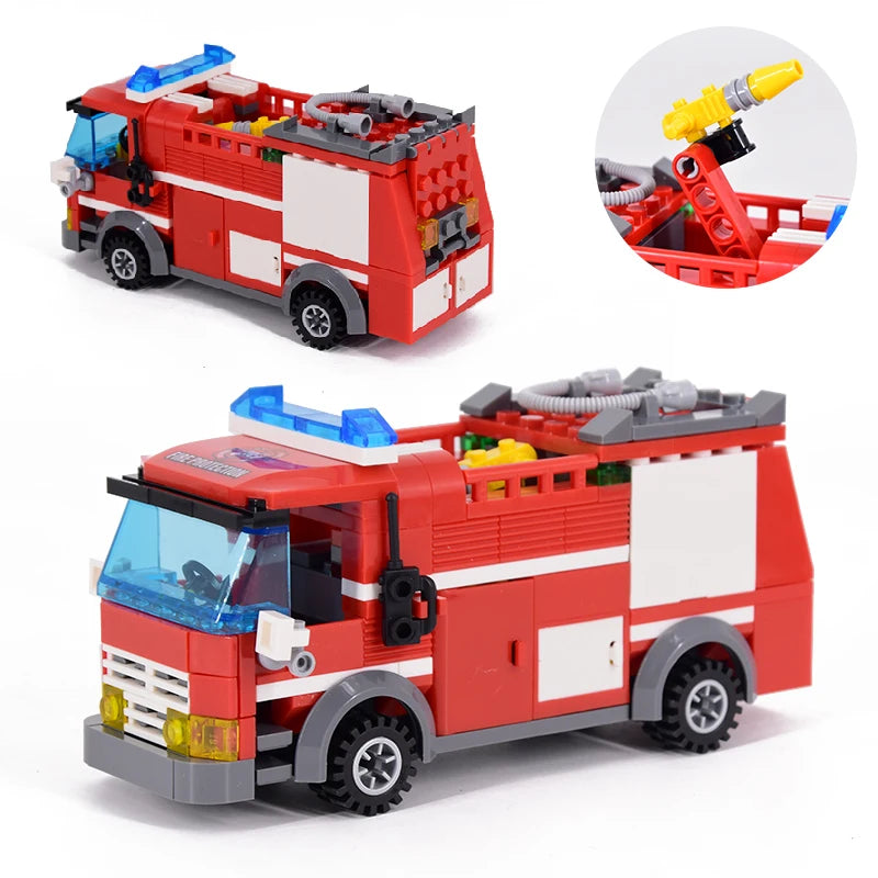 New City Fire Fighting Truck Car Vehicle Police Building block Toys Assemble DIY Children Toys Christmas Gifts