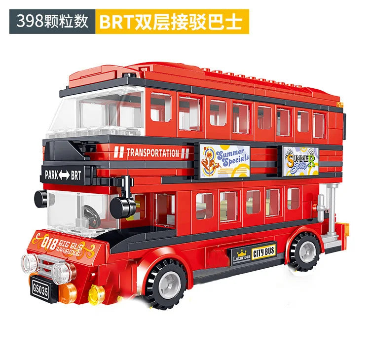 Bus City UK London Building Blocks School Vehicle Friends Wedding Car Traffic Bricks Double Station Girls Gifts Technique Toys - CADA BRICKS®