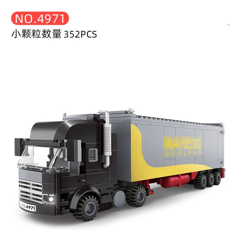 City Truck Vehicle Pickup Heavy Cargo Transport Model Building Blocks Machinery Shop Van Creative Carriage Harvester Car Kid Toy - CADA BRICKS®