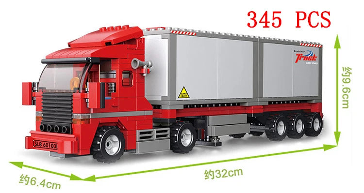 City Truck Vehicle Pickup Heavy Cargo Transport Model Building Blocks Machinery Shop Van Creative Carriage Harvester Car Kid Toy - CADA BRICKS®