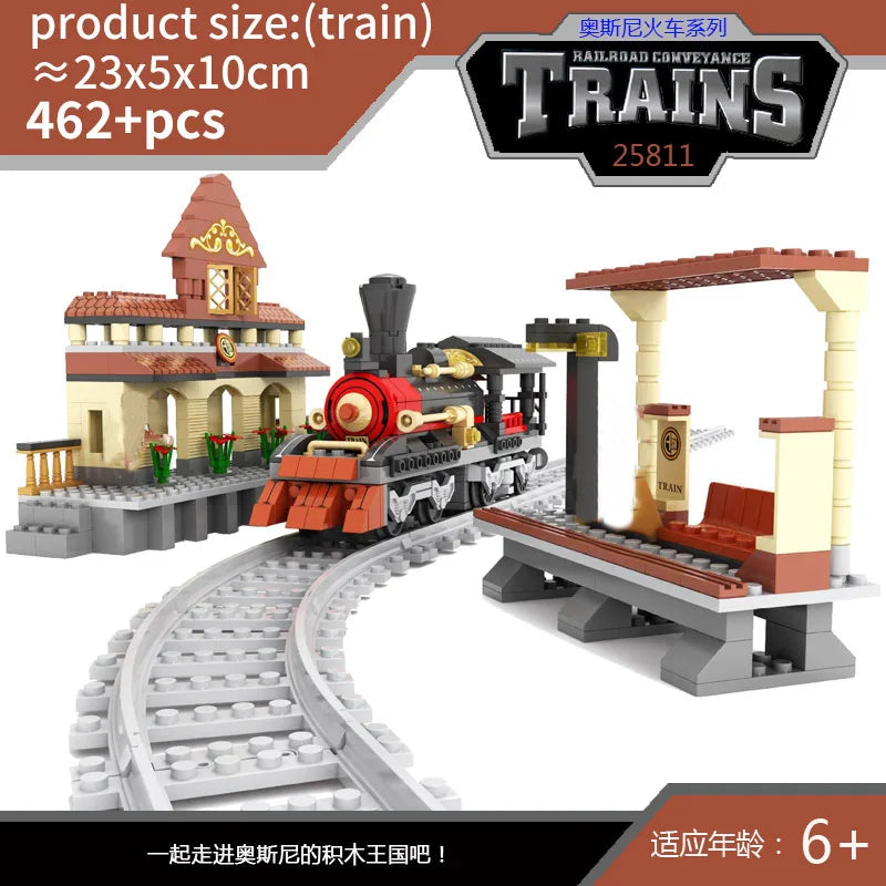 City Train Set Steam Bullet Vehicle Cargo Railway Station Model Building Blocks Brick Tracks Rail No Motor Kits Carriage Kid Toy - CADA BRICKS®