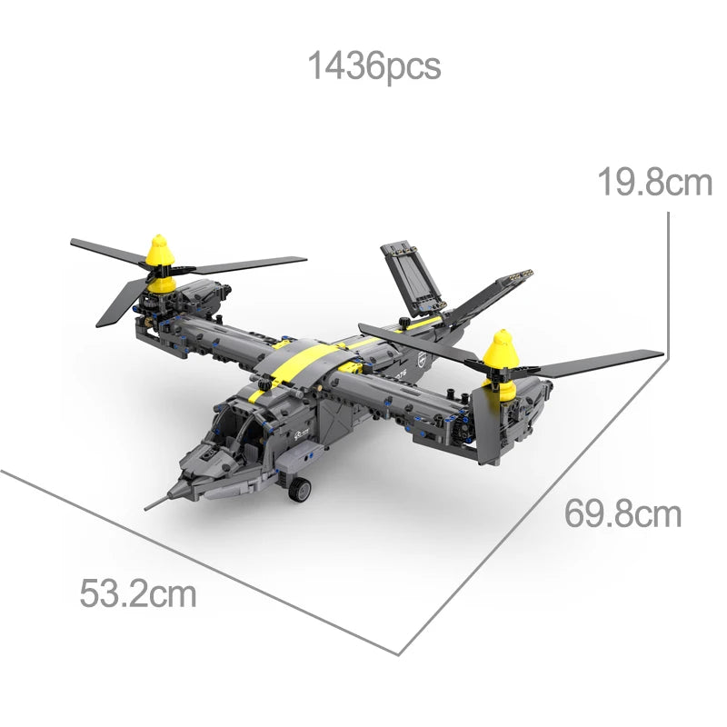 Cada 1424pcs Weapon RC Rotorcraft Fighter Building Blocks City Remote Control Airplane Helicopter Bricks Toys Boys - CADA BRICKS®